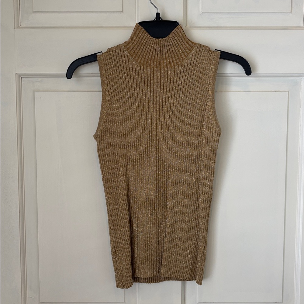 Gold Sleeveless Ribbed Top